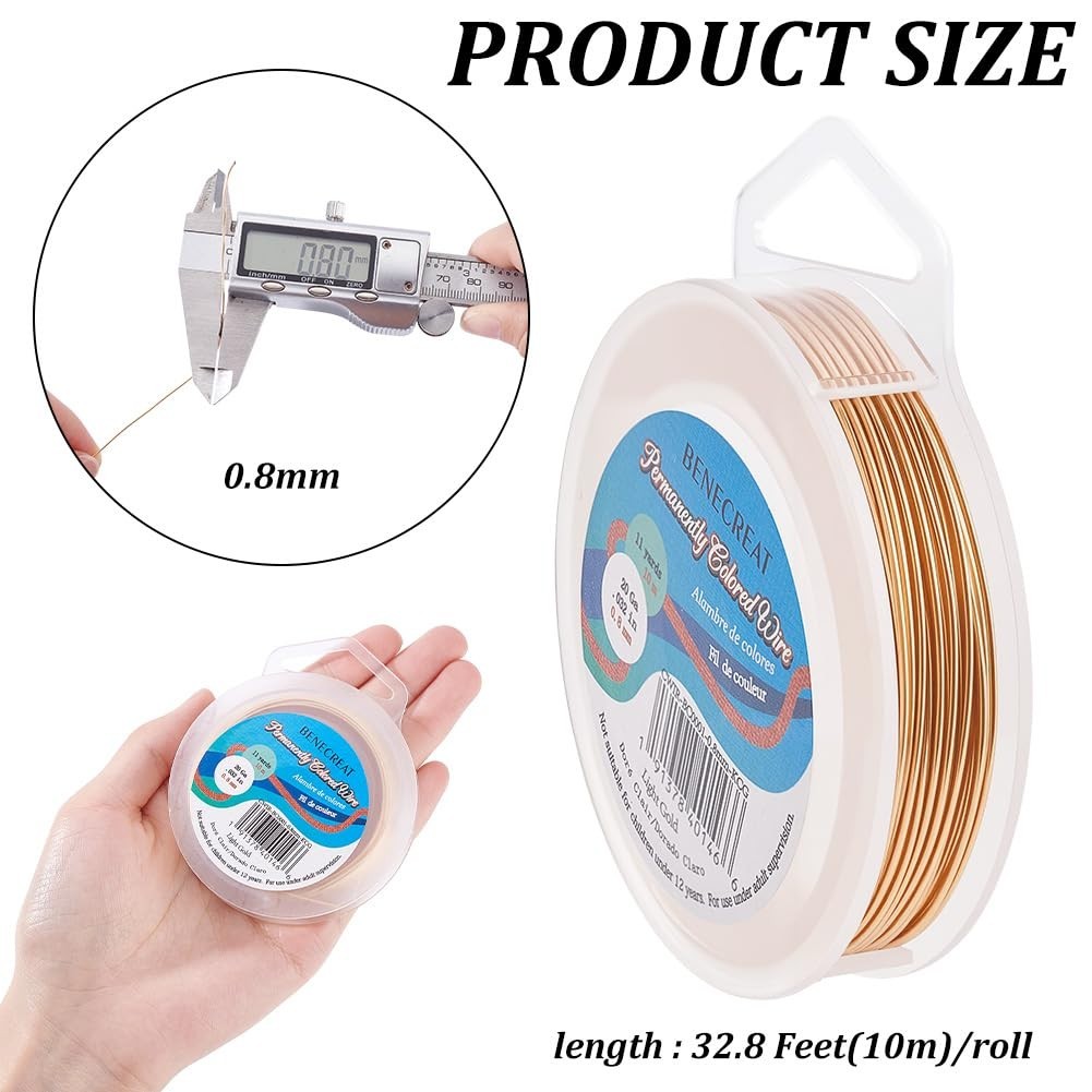 20 Gauge Gold Plated Copper Wire – Tarnish Resistant for Jewelry Making – 33ft