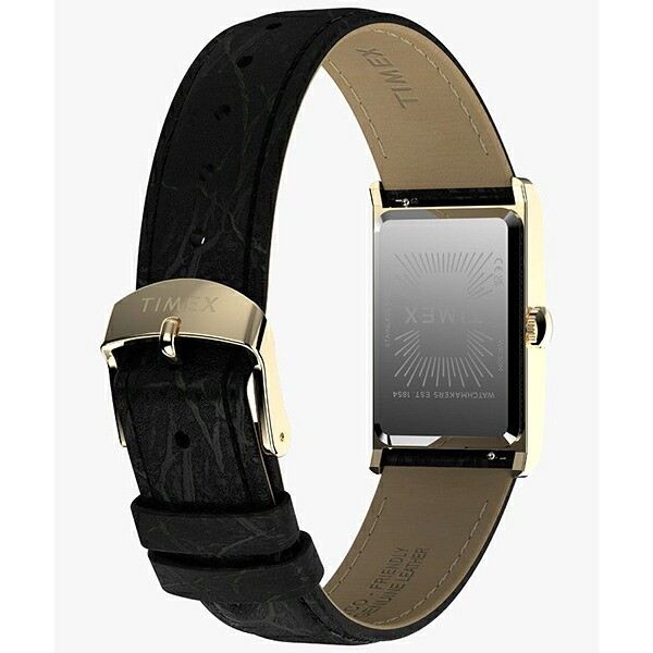 Timex 1976 Lexington Reissue TW2Y56200 Gold Dress Watch Black Leather Strap Box