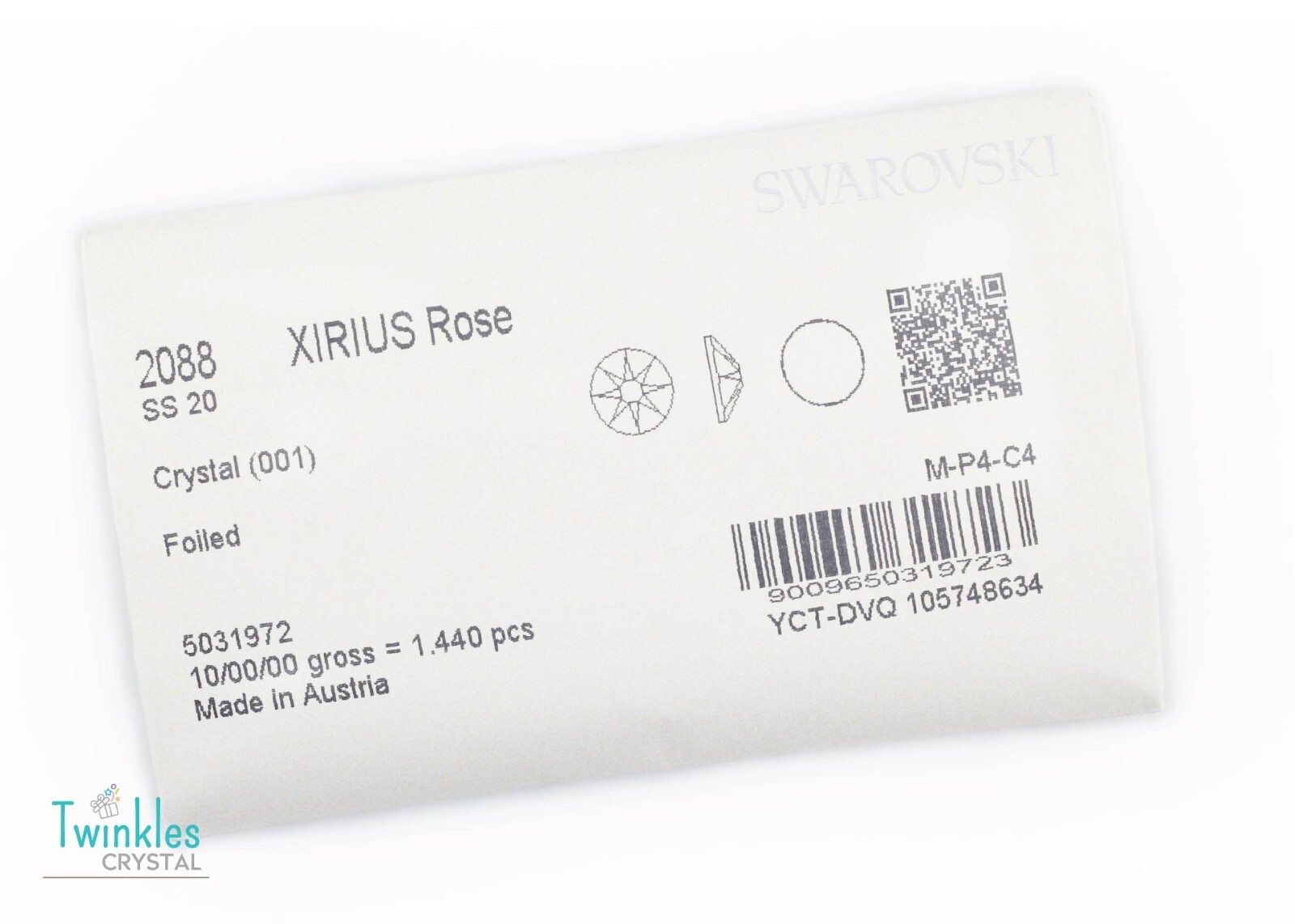 3-6.5mm (72pcs) Clear – Swarovski FlatBack Crystal – 2088-001F (SS12-S30)-001F