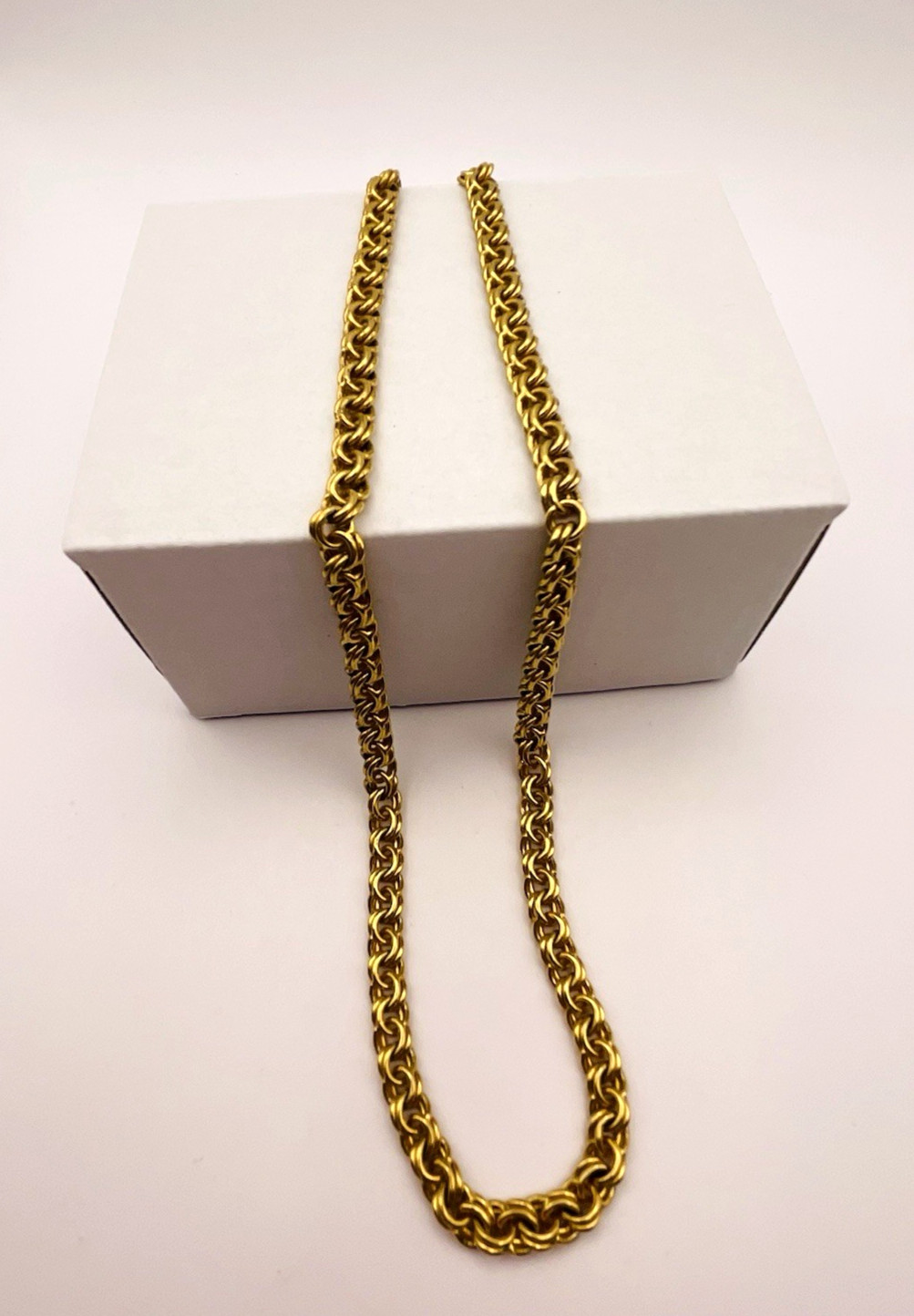 Gold Tone Double Loop Chain Necklace 23″
