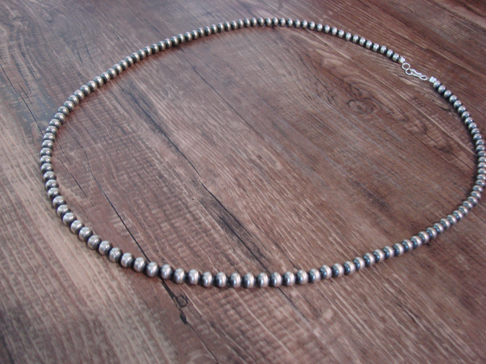 Native American Sterling Silver 24″ Navajo Pearl Necklace by I. John