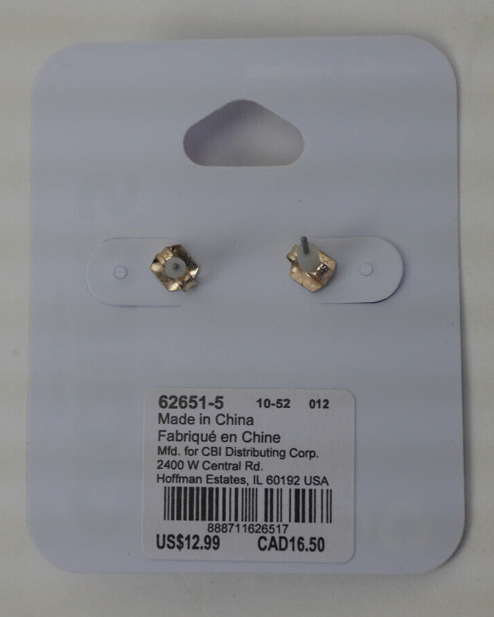 Claire’s Rose Gold Pearl Crystal 1″ Bar Drop Earrings (G131424-1 LOC. D)