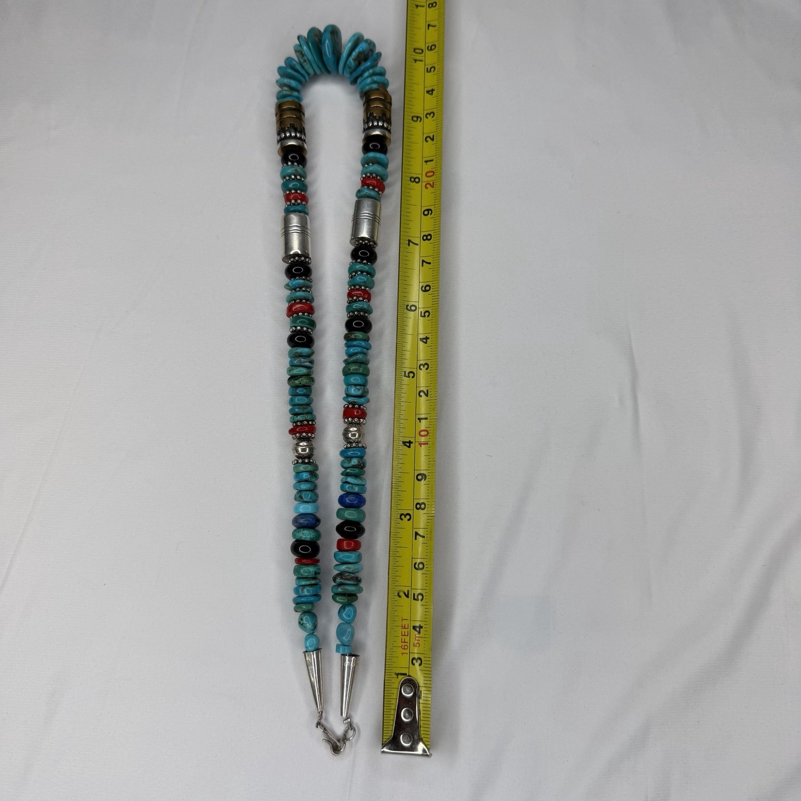 Unmarked Tommy Singer Turquoise Beaded Necklace Native American Style Blue