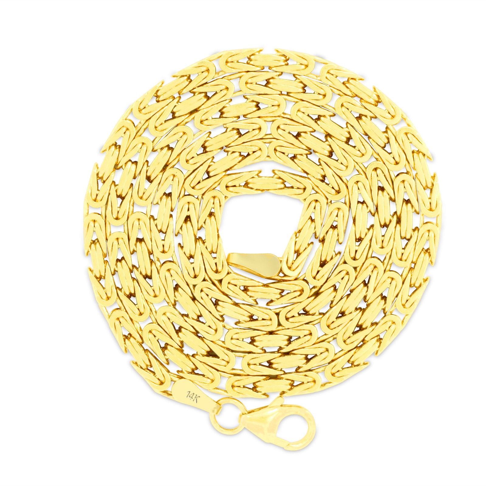 Womens 14K Yellow Gold Solid 2.5mm Byzantine Box Link Chain Pendant Necklace 16″