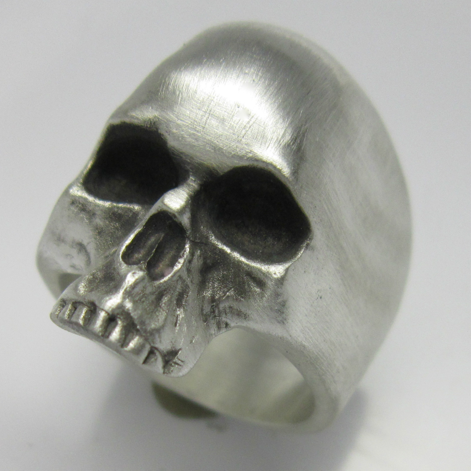MJG STERLING SILVER UBER SKULL RING. SATIN FINISH. BIKER. FREE SIZING