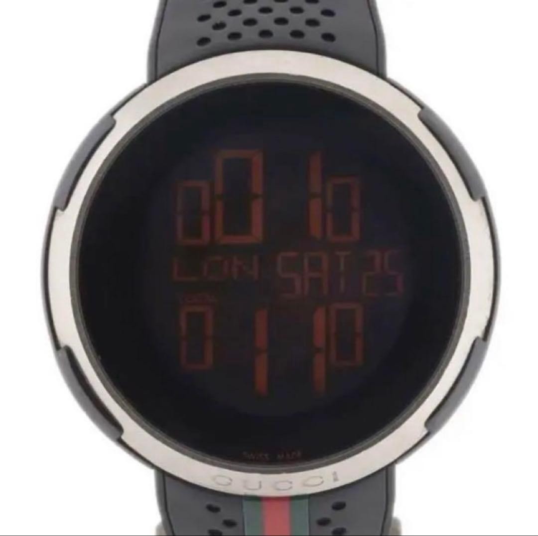 Gucci iGucci YA114103 Digital Dial Stainless Steel / Rubber Dial Black Quartz