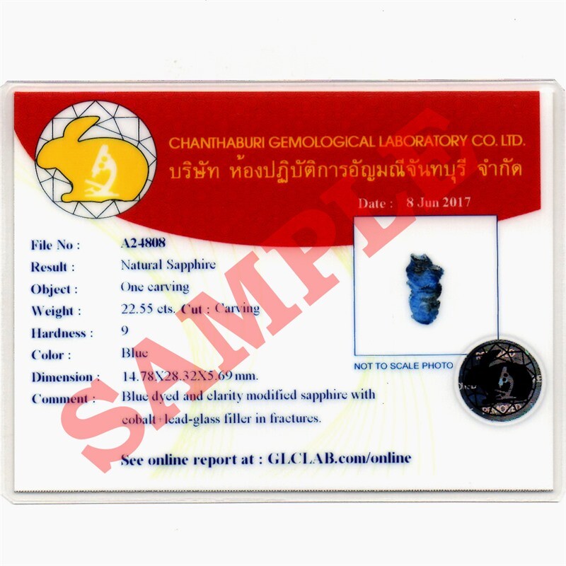 GLC Chanthaburi Gemological Laboratory Brief Report With Photo x10 (service)