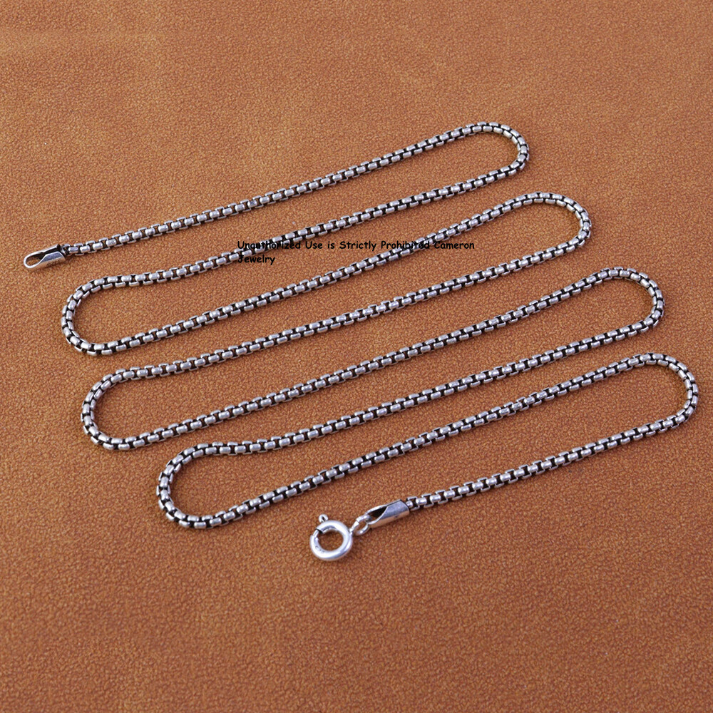 Pure S925 Sterling Silver Chain 2mm Solid Box Link Necklace 14-15g 31.8inch