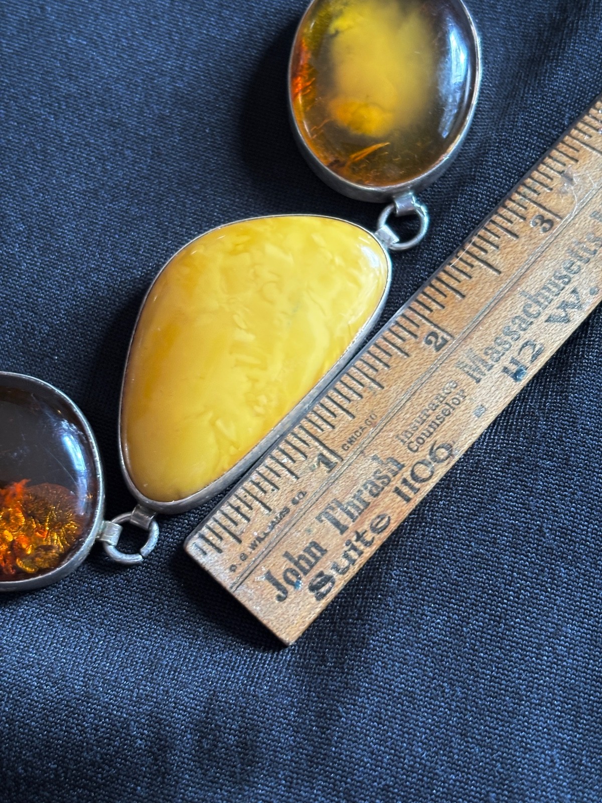 Genuine Lg Amber & Sterling Statement Necklace Egg Yolk Cognac Butterscotch 143g