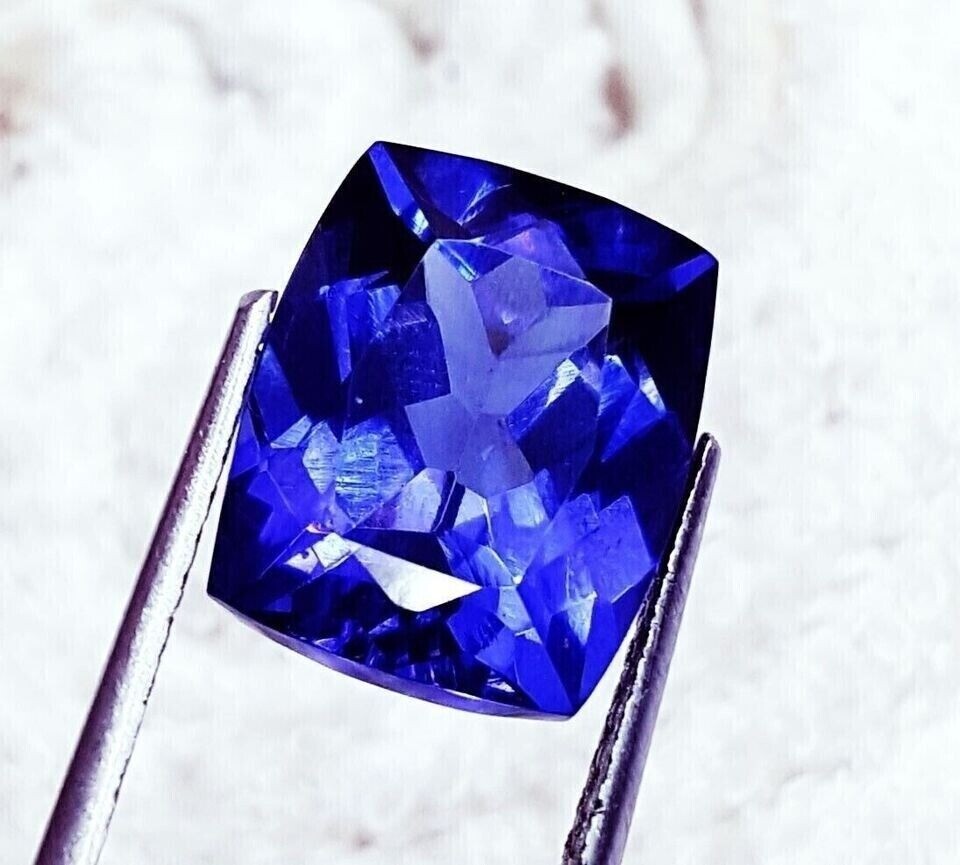 Certified 11.70 Ct Natural Blue Tanzanite Loose Gemstone Excellent Cushion Cut