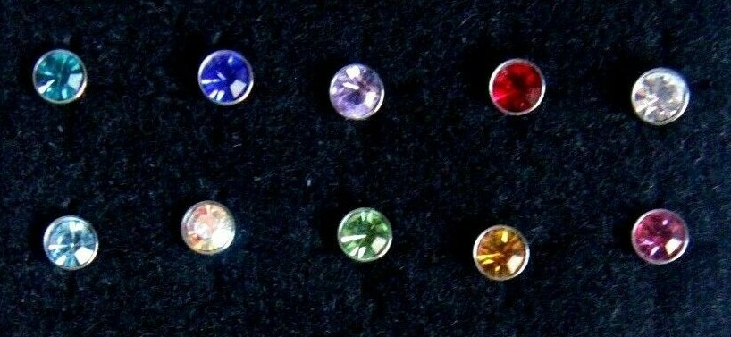 1 5 10x 6-8mm Internally Threaded Bar Labret 2-3mm Crystal Gem Earing Stud Helix
