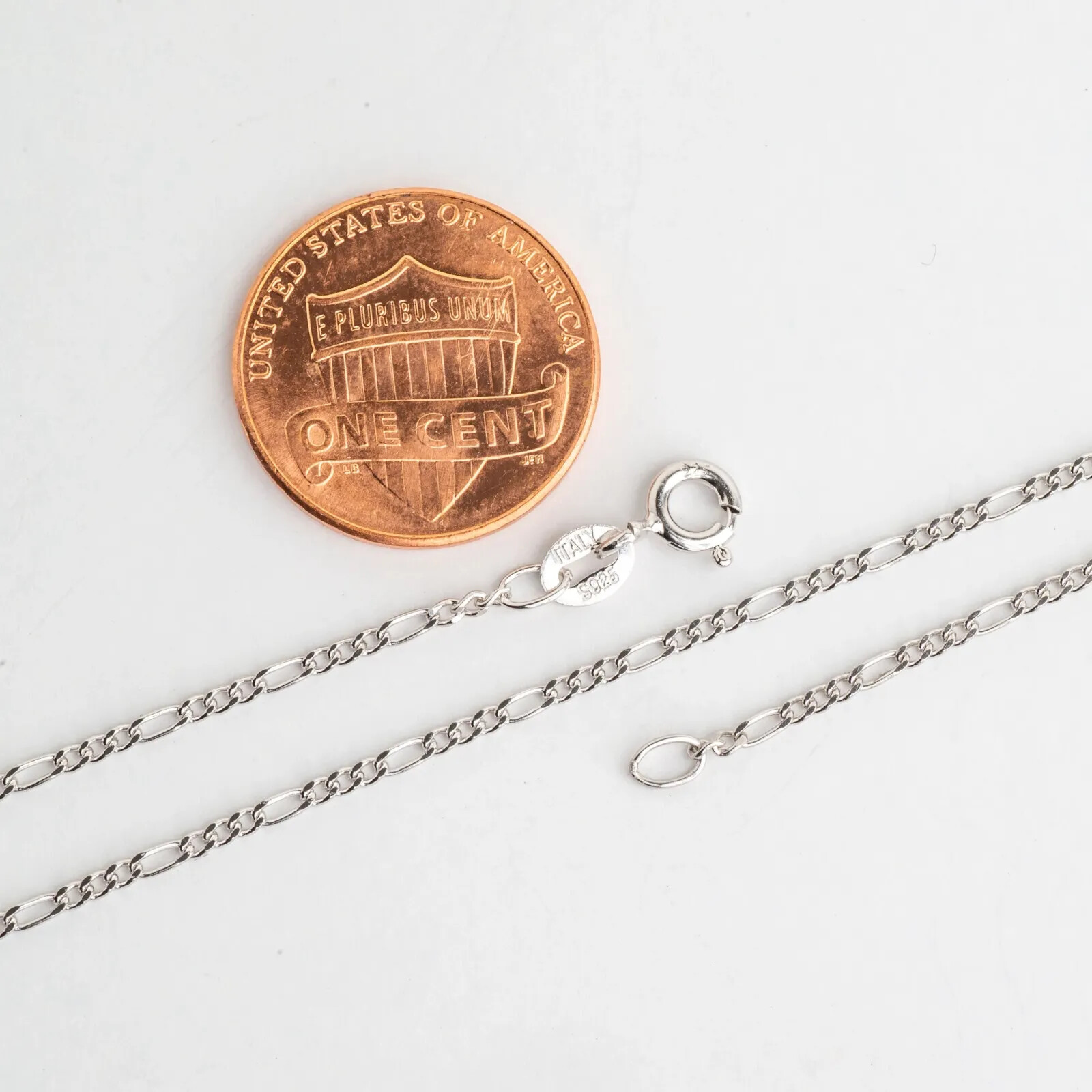 Men & Women 925 Sterling Silver 1.5MM Figaro Chain Necklace Sizes 16″-30″ Italy