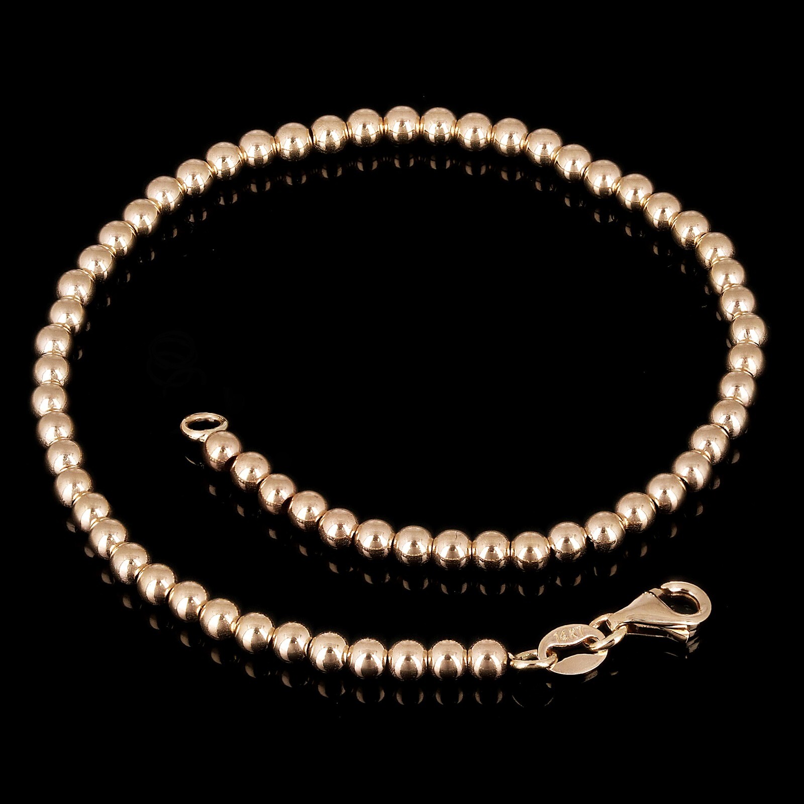 Italian 14k Yellow Gold Ball Beads Bracelet 7.75″ 3mm 3.2 grams