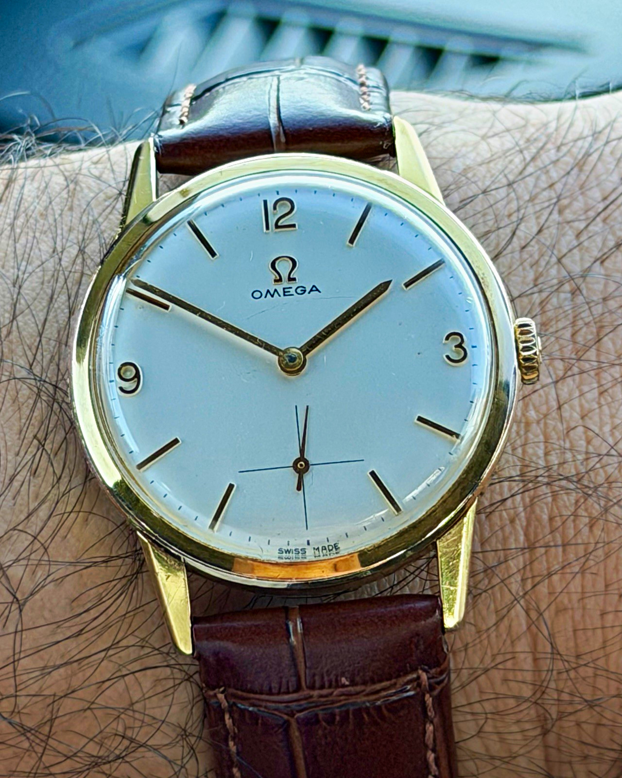 OMEGA 121.001 Vintage Swiss Made Manual Wind Gold Plated 36mm Small Sec