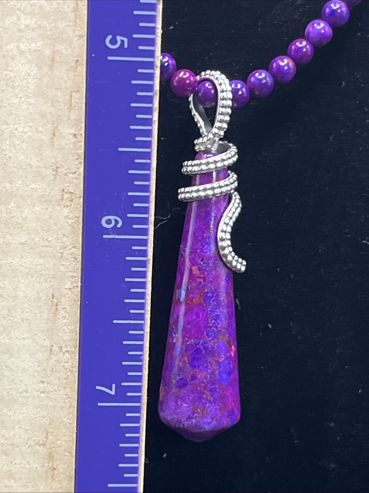 New Jay King Mine Finds Purple Turquoise Sterling Signed Necklace & Pendant