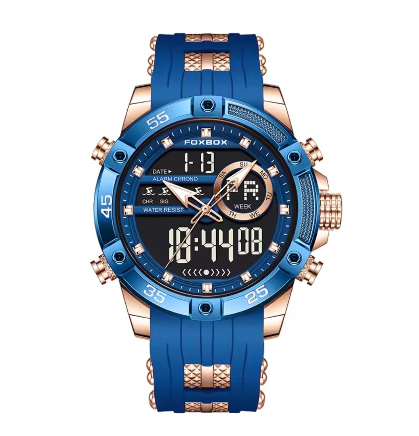 FOXBOX Mens Quartz Luxury Wristwatch Digital Analogue Rose Gold etc.