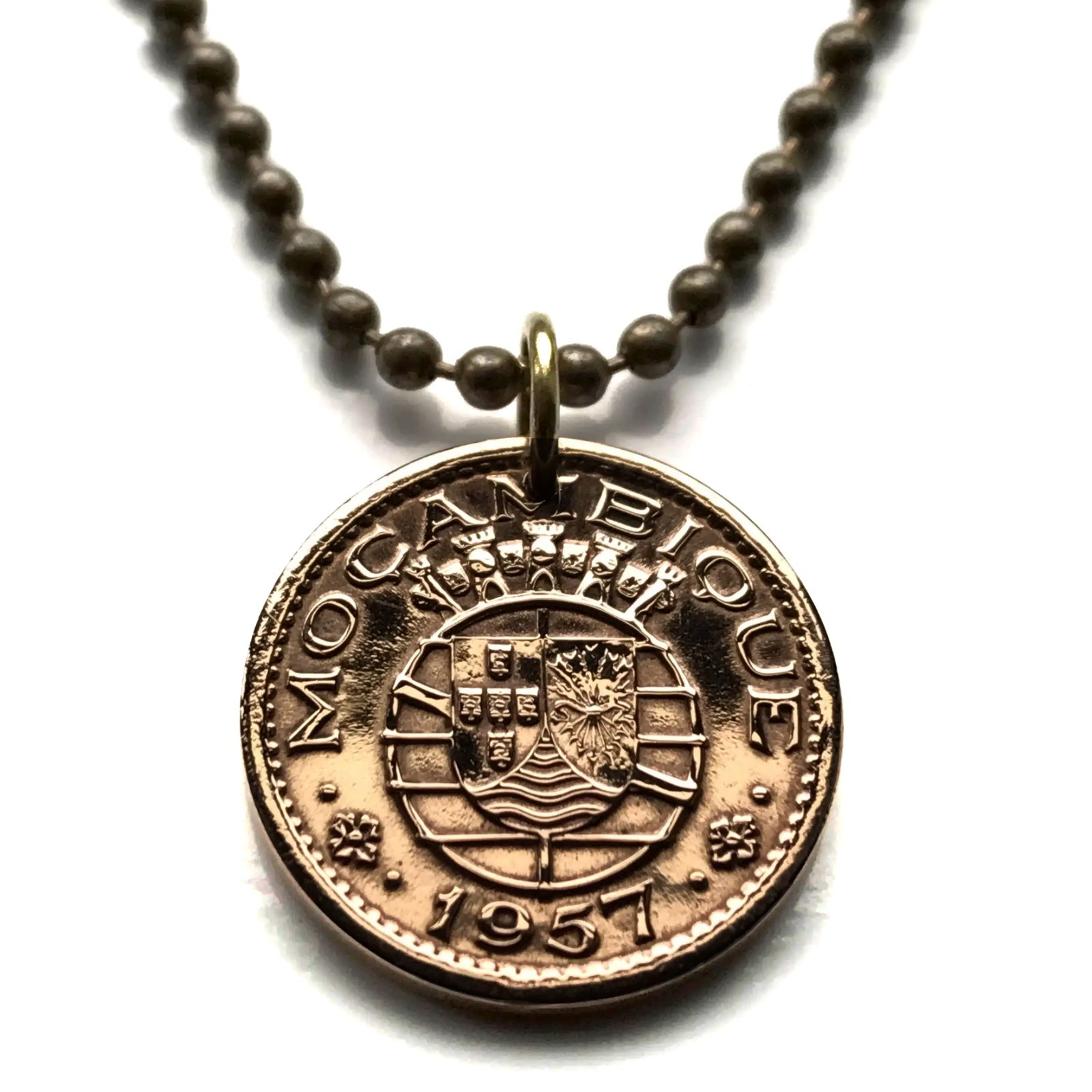 1957 Portuguese Mozambique 50 Centavos coin pendant Maputo Matola Africa n001147