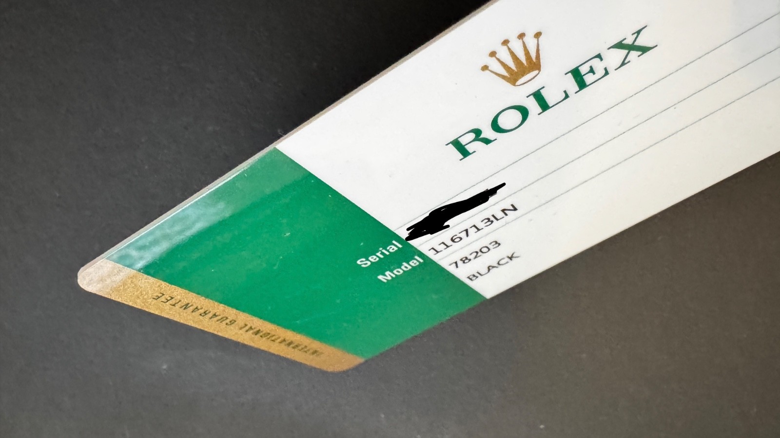 Genuine Rolex GMT-Master II Ceramic 116713LN Warranty Guarantee Card Authentic