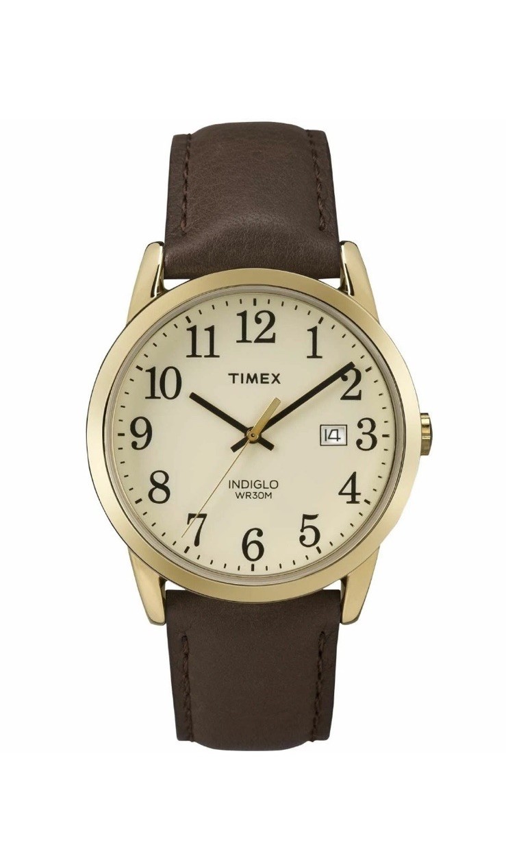 Timex TW2P75800, Men’s Easy Reader Brown Leather Watch, Indiglo, Date, 38MM
