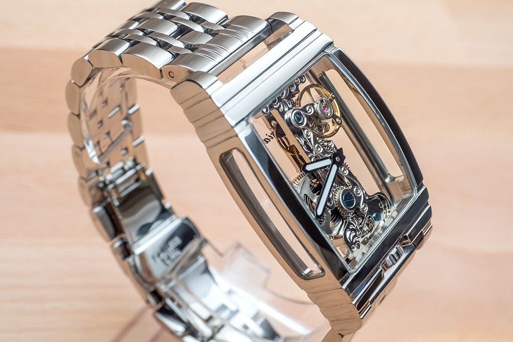 Mens Silver Bridge Manual Mechanical Watch – Stainless Steel Metal Strap