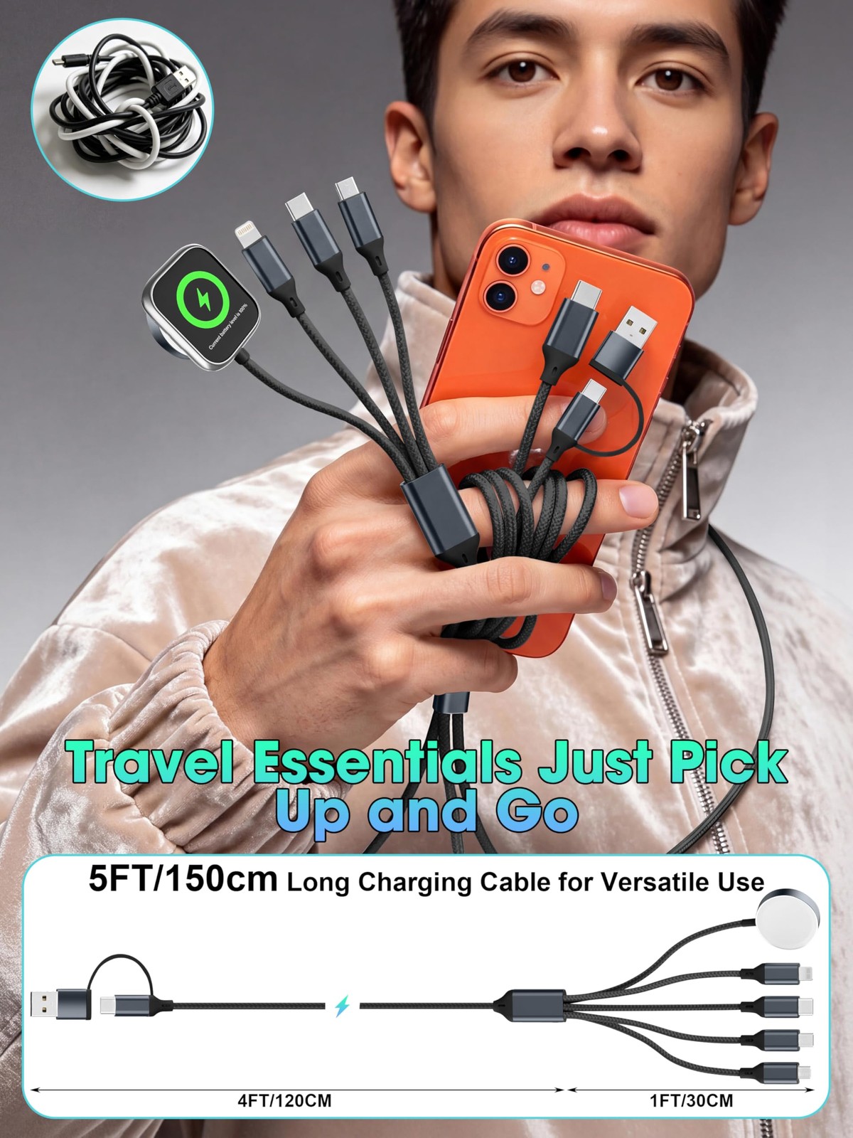 5 in 2 Multi Charging Cable for Apple Charger, Travel Cruise Essentials, /IP/…