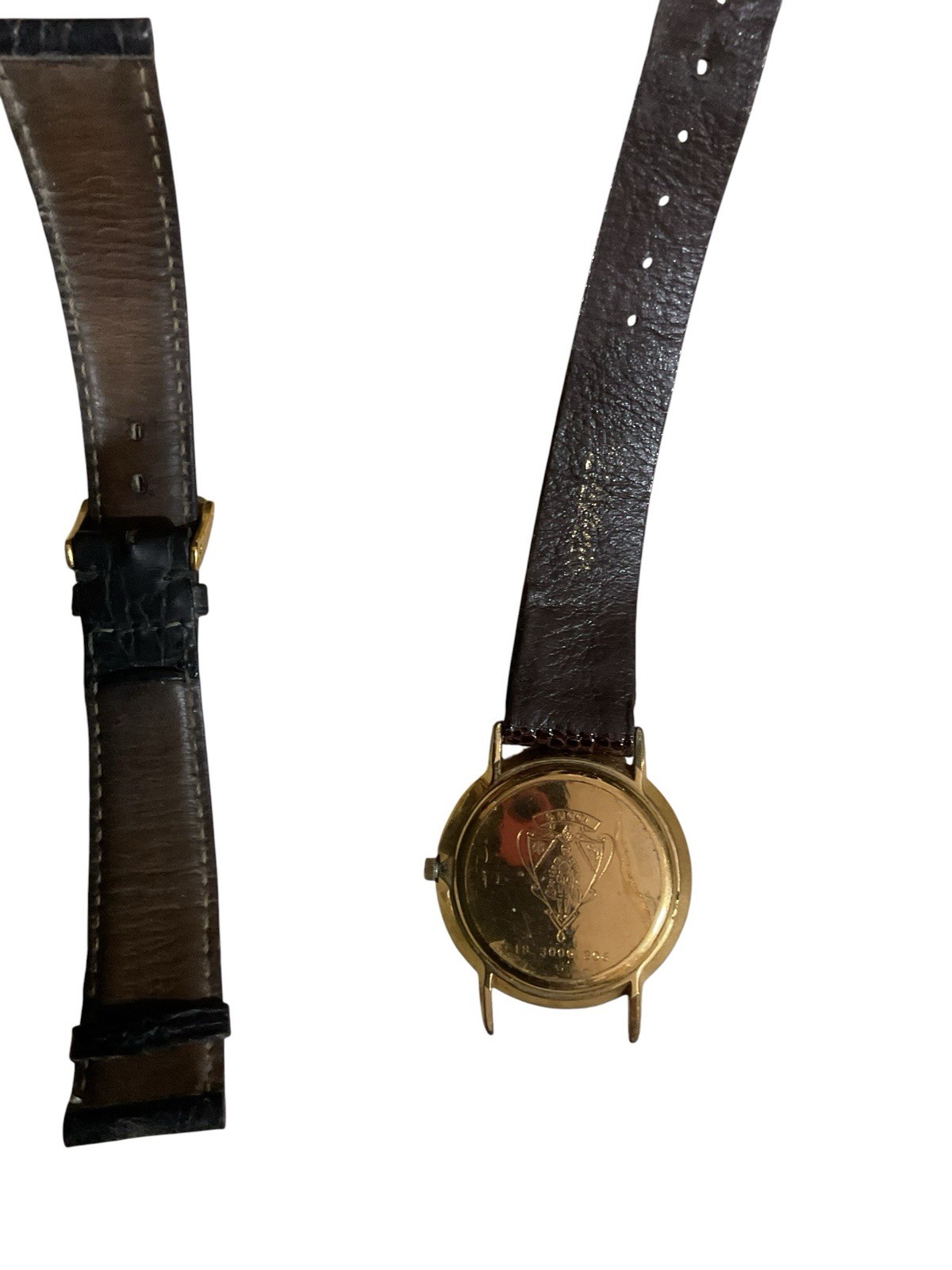 Gucci 3000L Women’s Quartz Dress Watch Black Dial Roman Gold Plated Brown