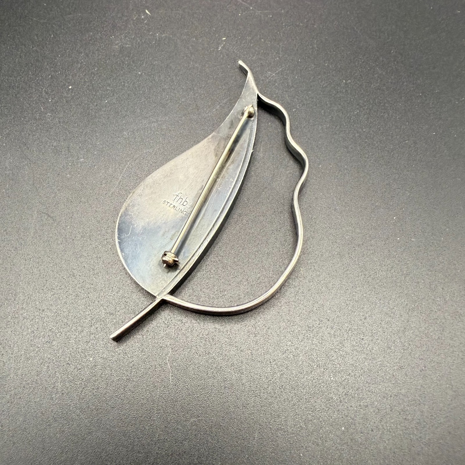 925 Sterling Frances Holmes Booth by fhb Brooch Pin Modernist Leaf 22g – RARE