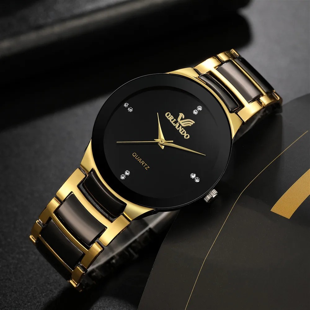 Black Dial Steel Quartz Men’s Business Watch – Numberless Design