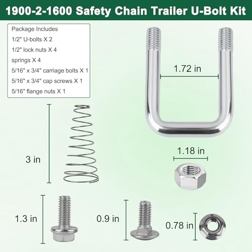 1900-2-1600 Safety Chain Trailer U-Bolt Kit Replacement B&W Gooseneck Trailer
