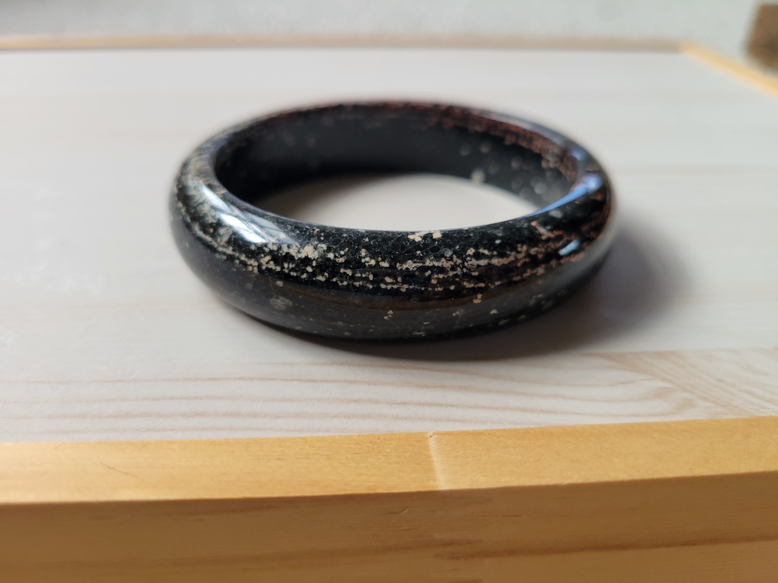 Natural Snowflake Obsidian Bangle inner Diameter 60mm-61mm Black