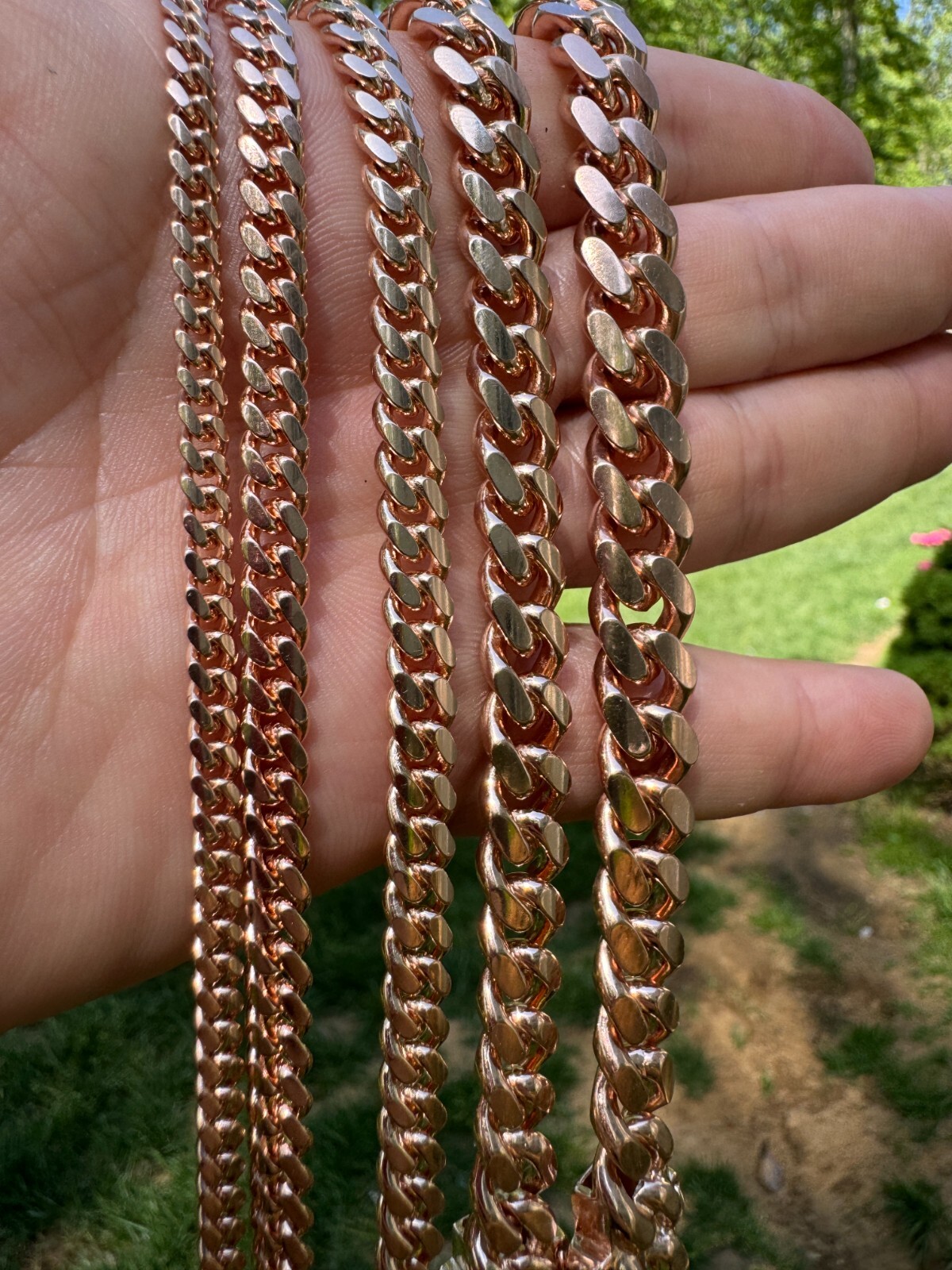 Miami Cuban Link Chain Bracelet 14k Rose Gold Plated Solid 925 Silver Box Lock