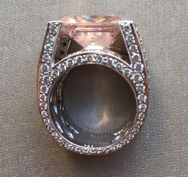 Estate Fine large peach colored Morganite in a gorgeous diamond setting