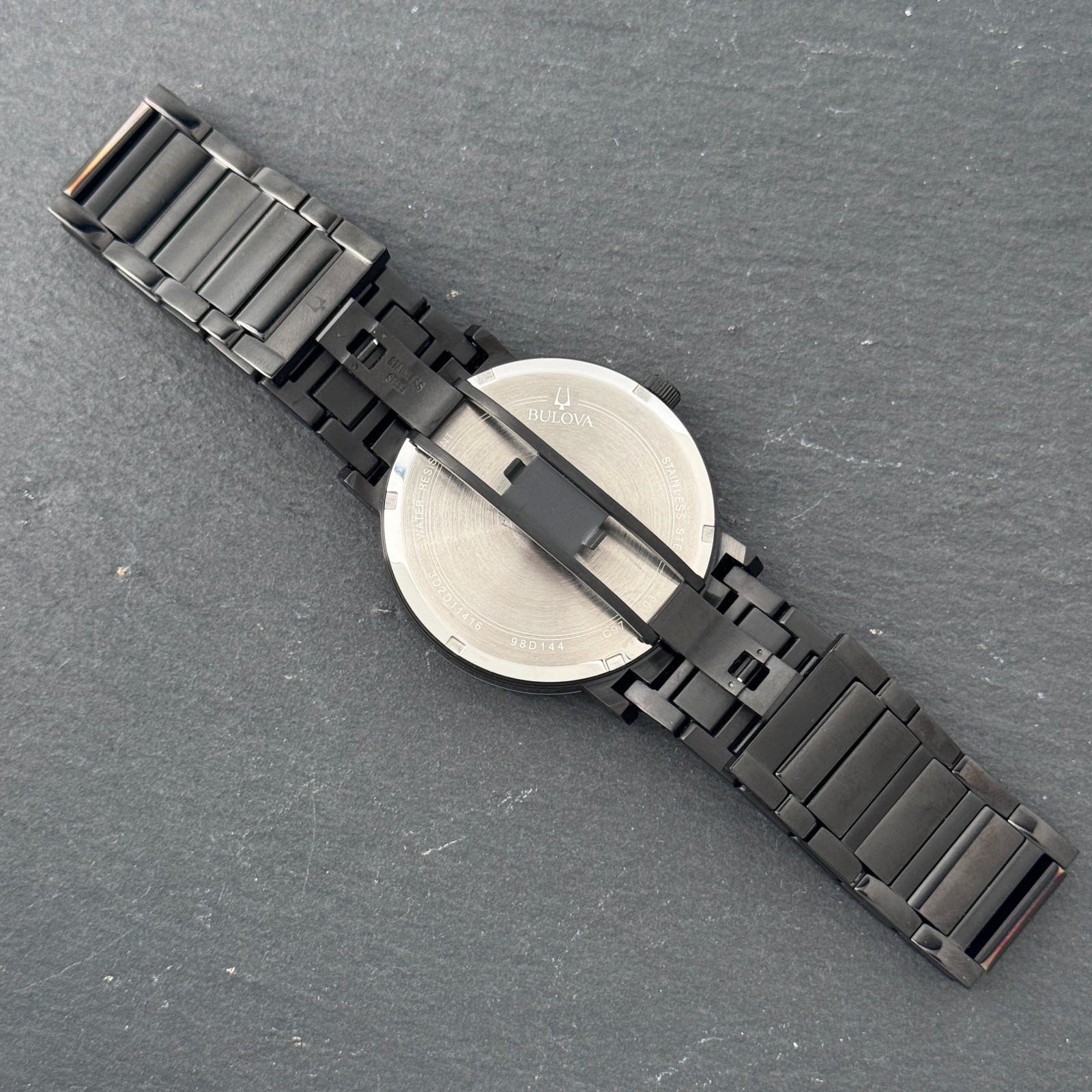 Bulova Futuro Men’s Modern 98D144 Black Diamond Dial Quartz Watch 42mm