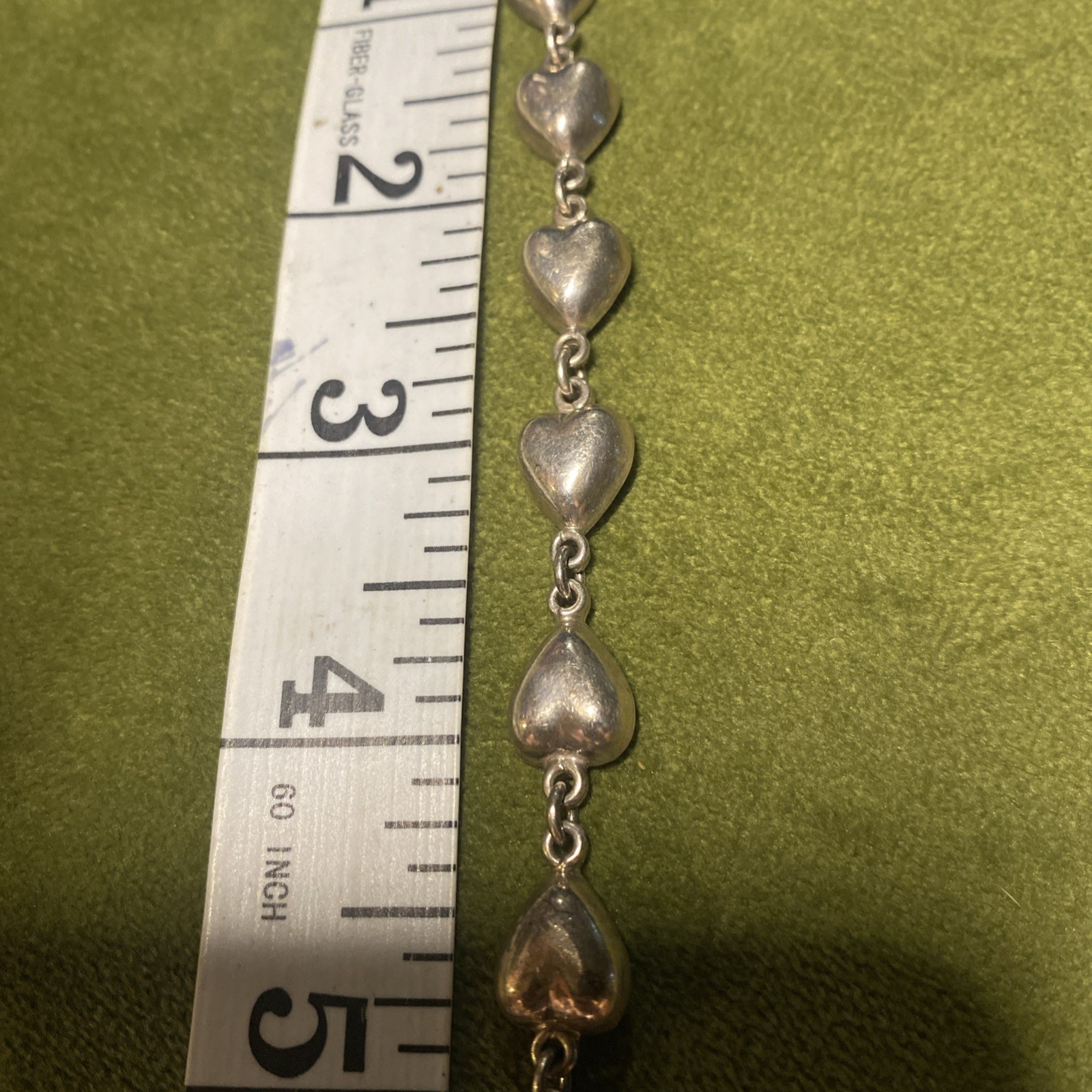 Vintage Taxco sterling Classic Seven Puffy Hearts 7.25″ Bracelet Mexico Silver