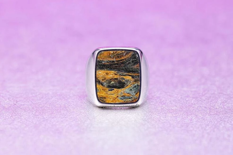 Pietersite Jasper Ring Sterling Silver Ring For Men Gift Valentine Ring