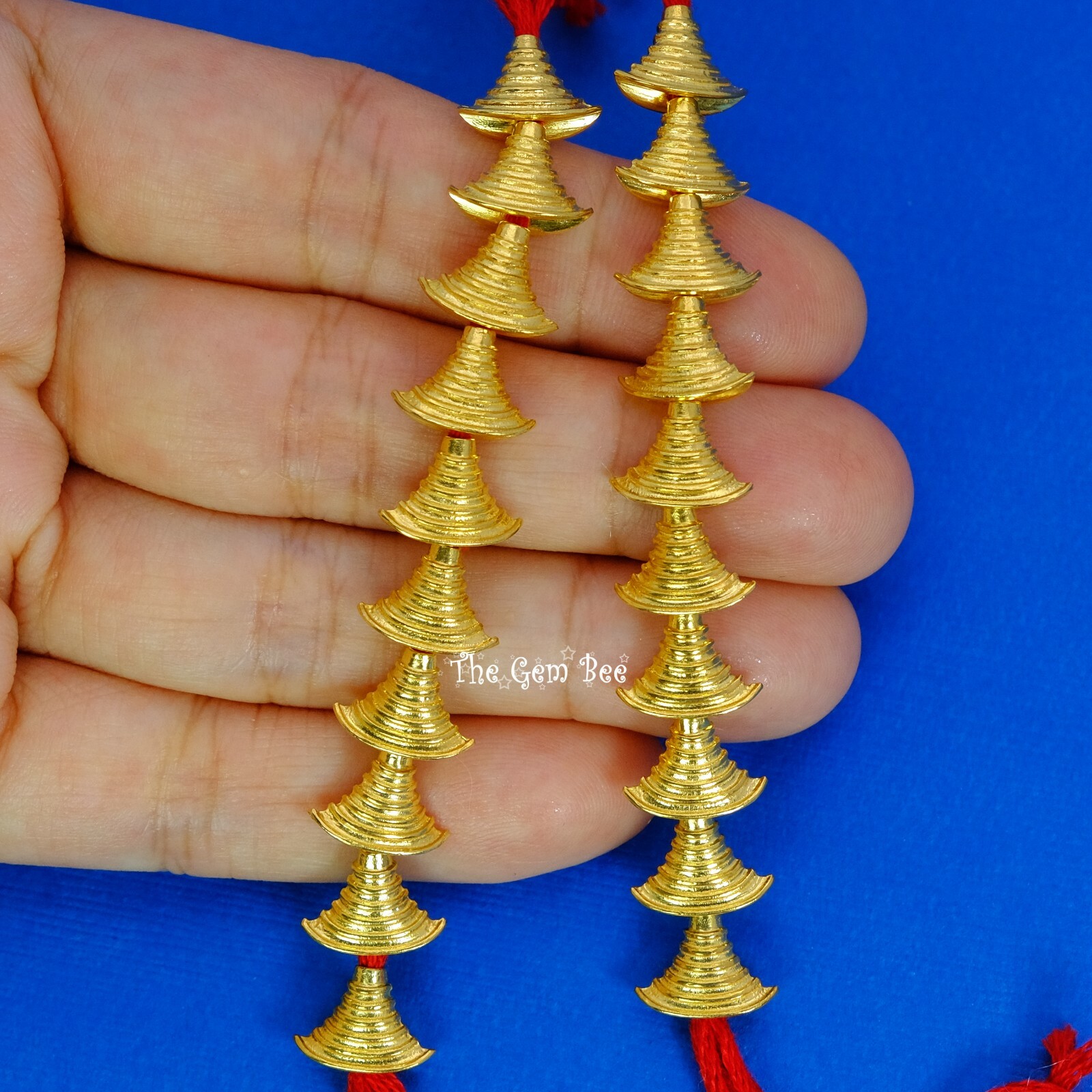 8mmx11.3mm 18k Yellow Gold Fancy Large Skirt Flat Cone Spacer Finding Focal