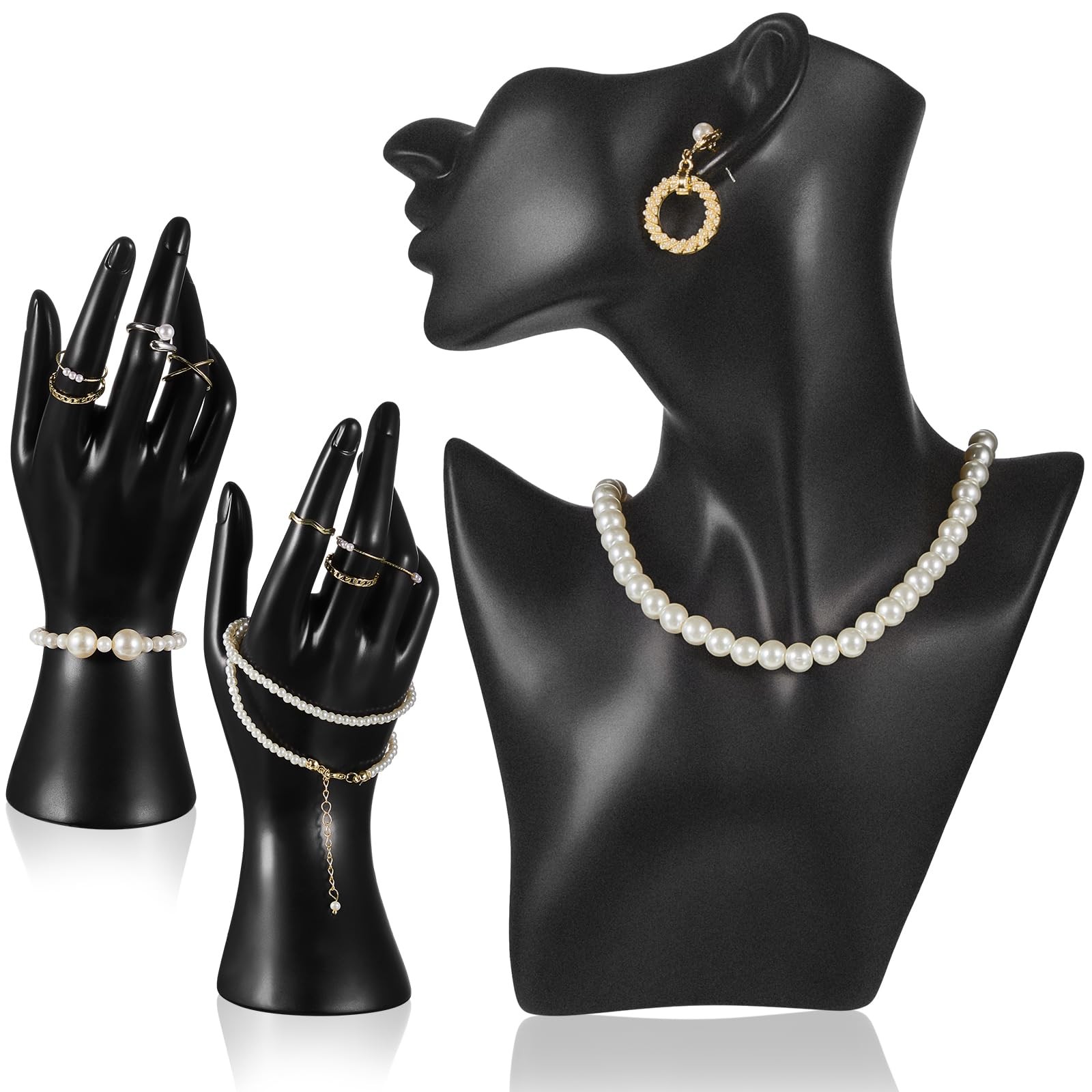 Kigley 3 Pcs Jewelry Mannequin Display Set Including Boutique Bust Holder Man…