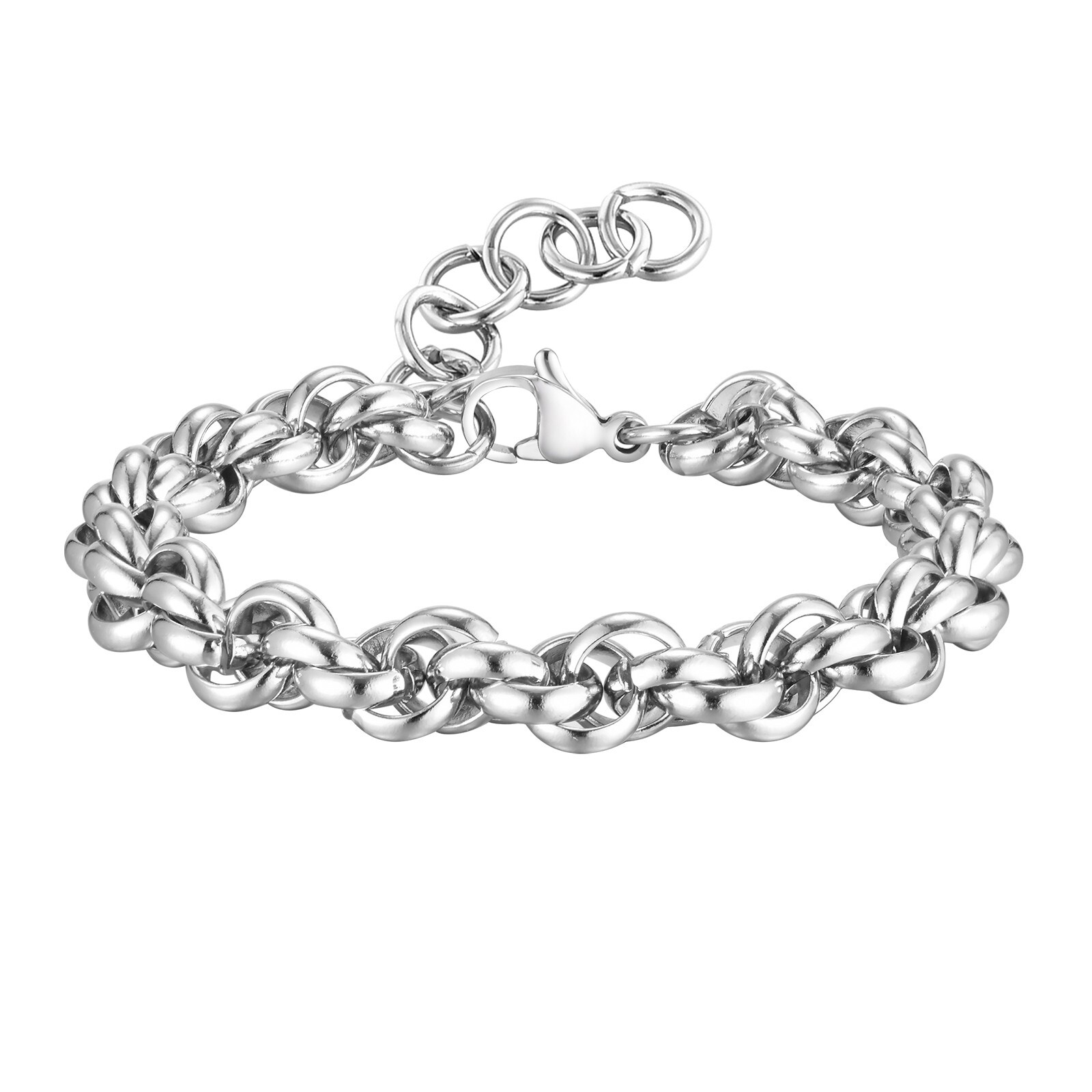 8mm 8.26” Stainless steel twist thick bracelet for men hip hop simplicity n2340