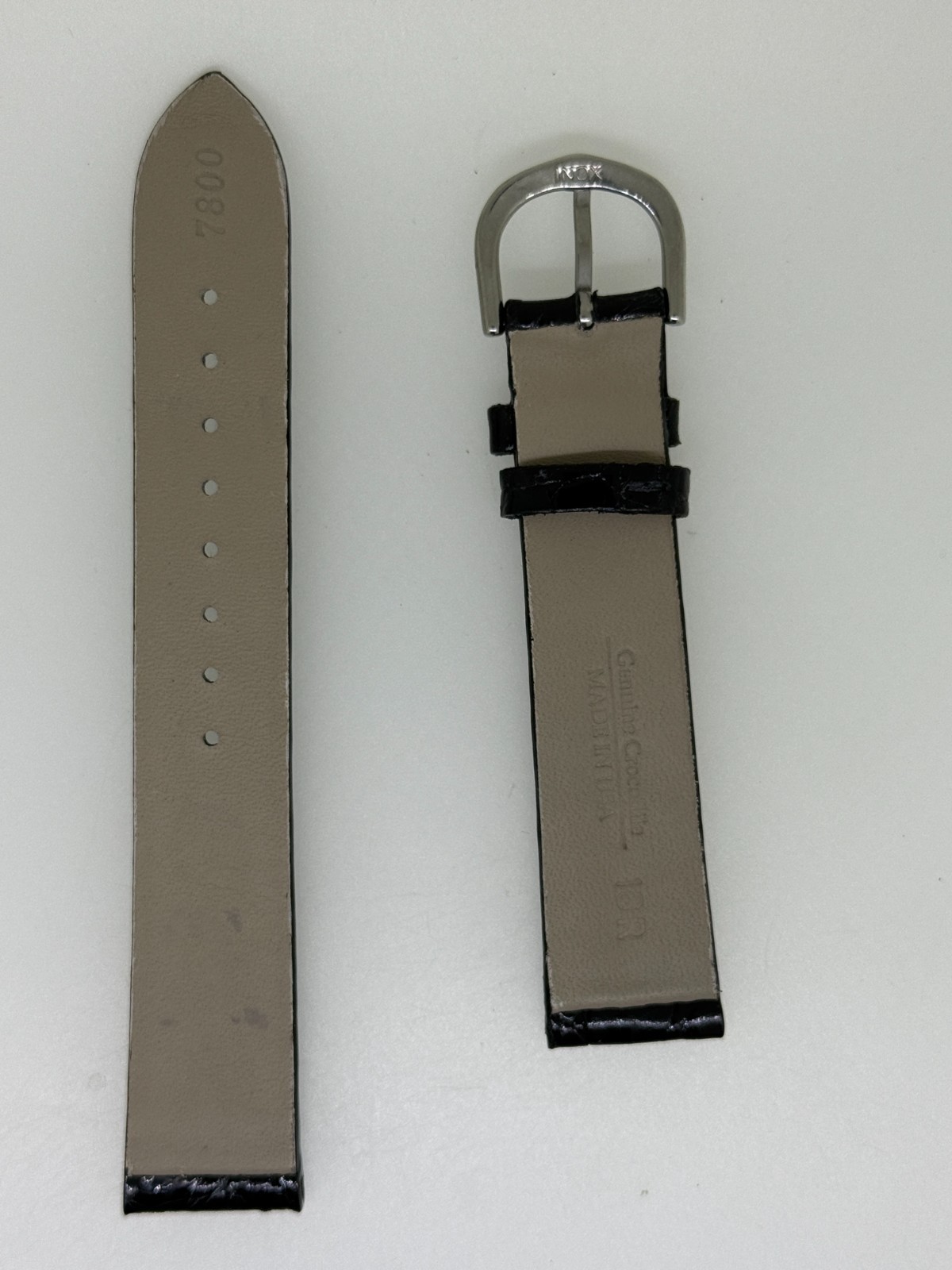 Hadley Roma black shiny Crocodile watch band strap 18MM x 16MM