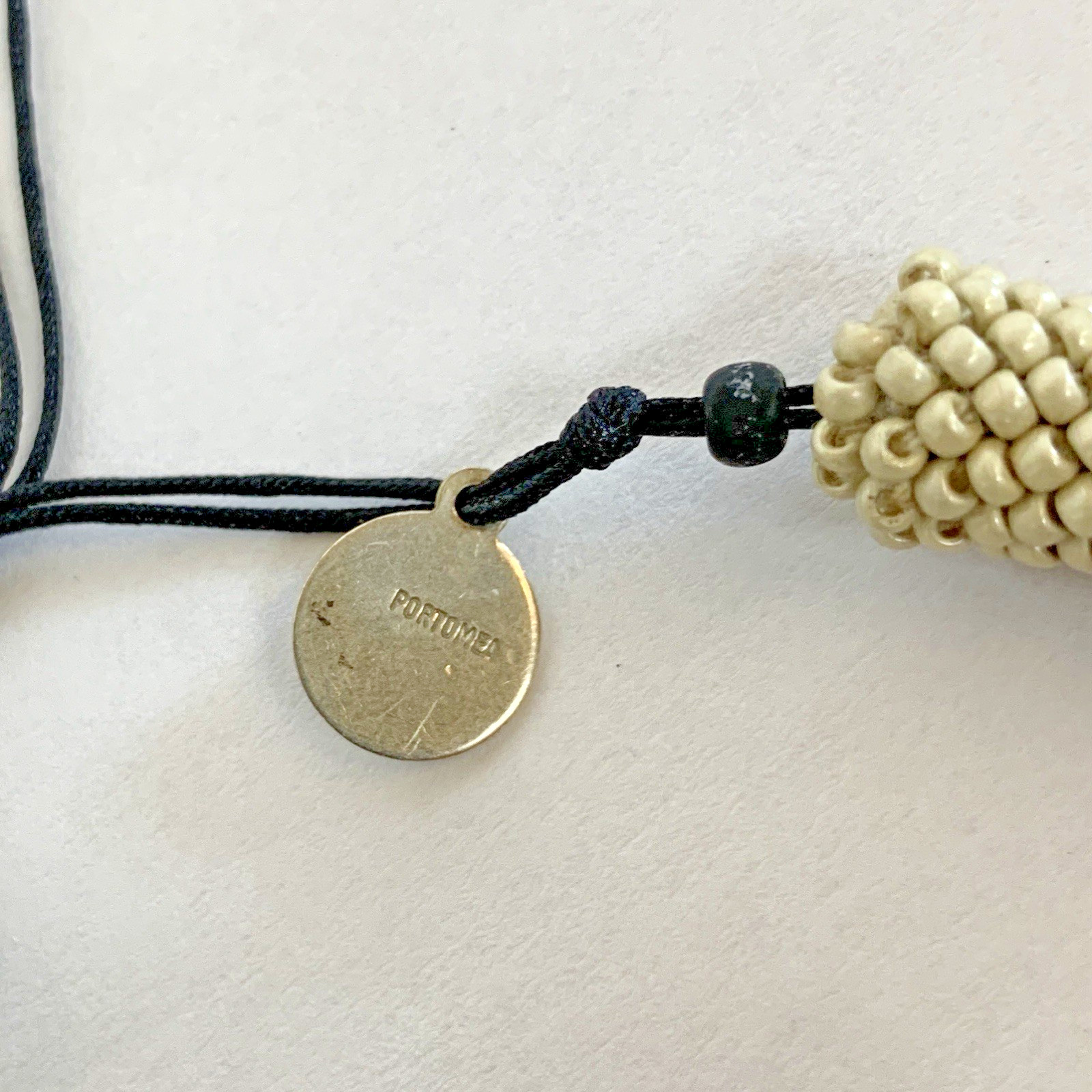 Portomea Opus Mens Bracelet Sand White Beaded Drawstring Closure