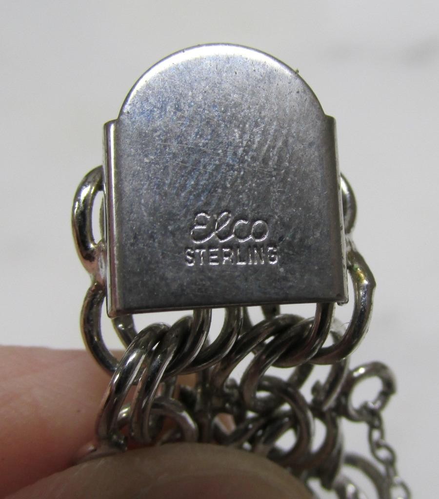 Elco Sterling Silver Starter Charm Bracelet ~ 7-1/2″ ~ 24grams ~ 5-C393