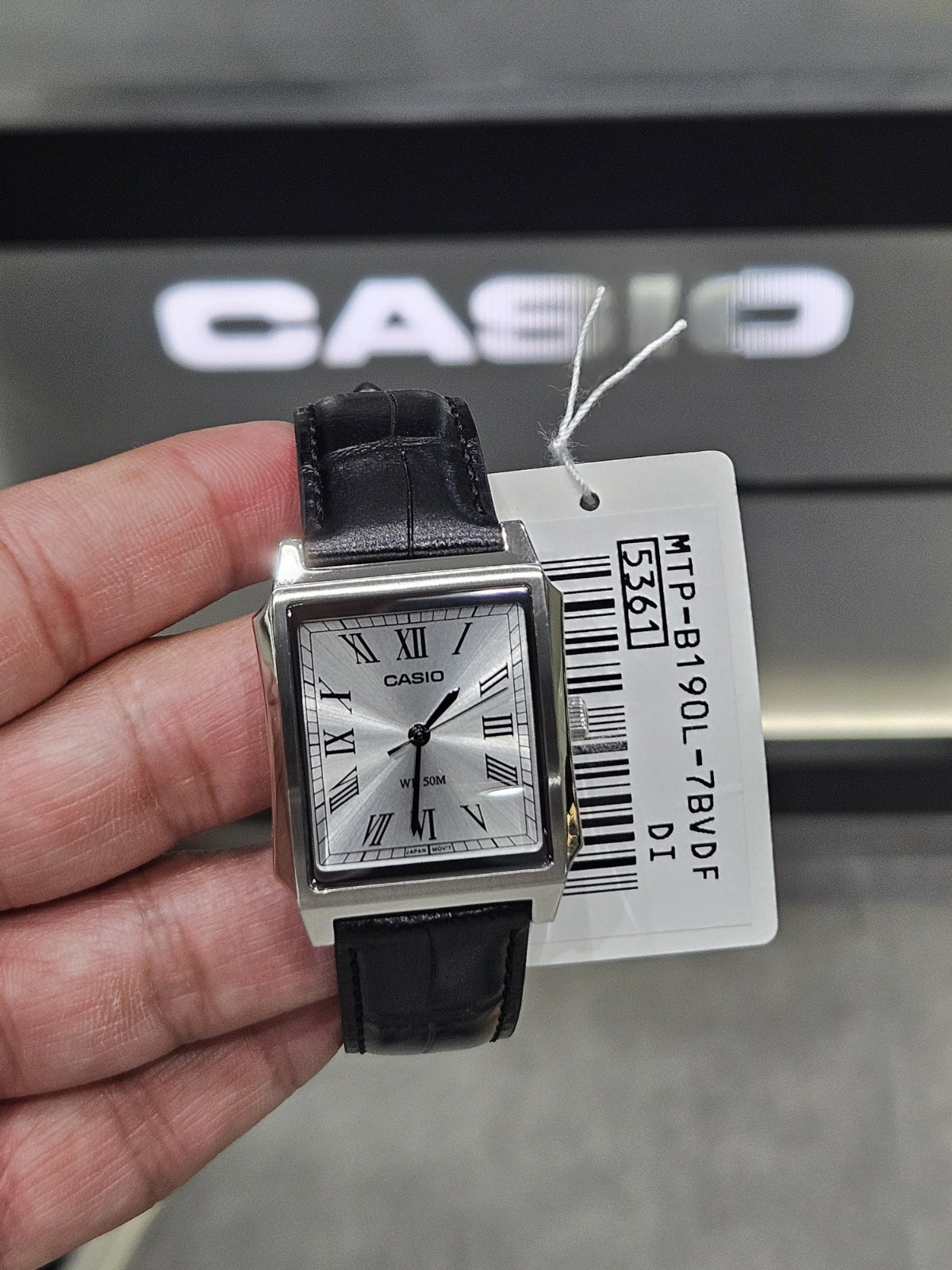 Casio MTP-B190L-7BV Tank Watch White Dial Leather Strap NEW 2026 Roman 50M