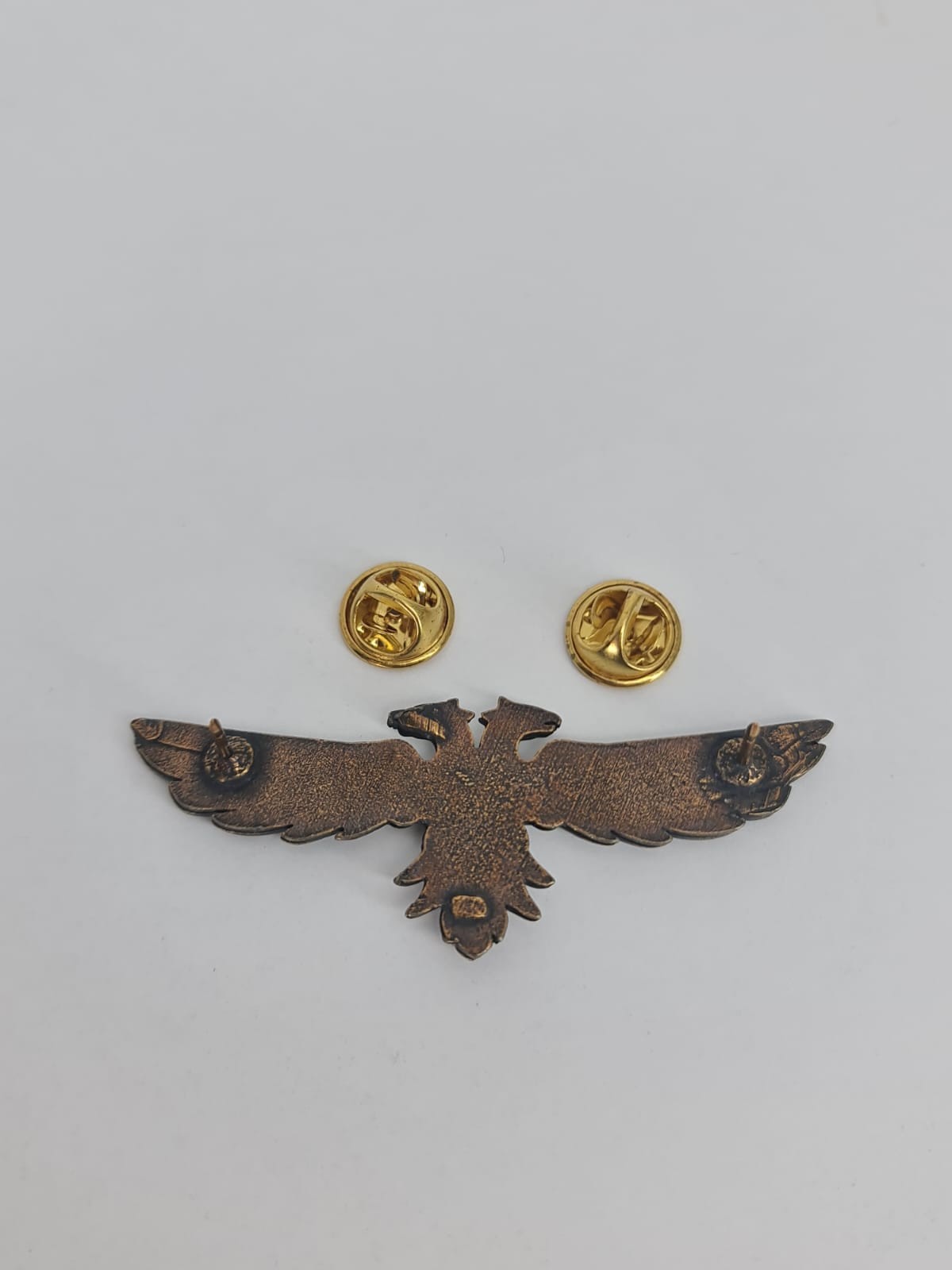 Double Headed Eagle Pin – Albania Ethnic Symbol – Bronze Finish Winged Badge