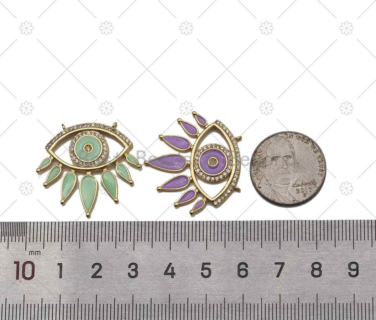 CZ Micro Pave Colorful Enamel Evil Eye Shape Pendant,18K Gold Filled Evil Eye