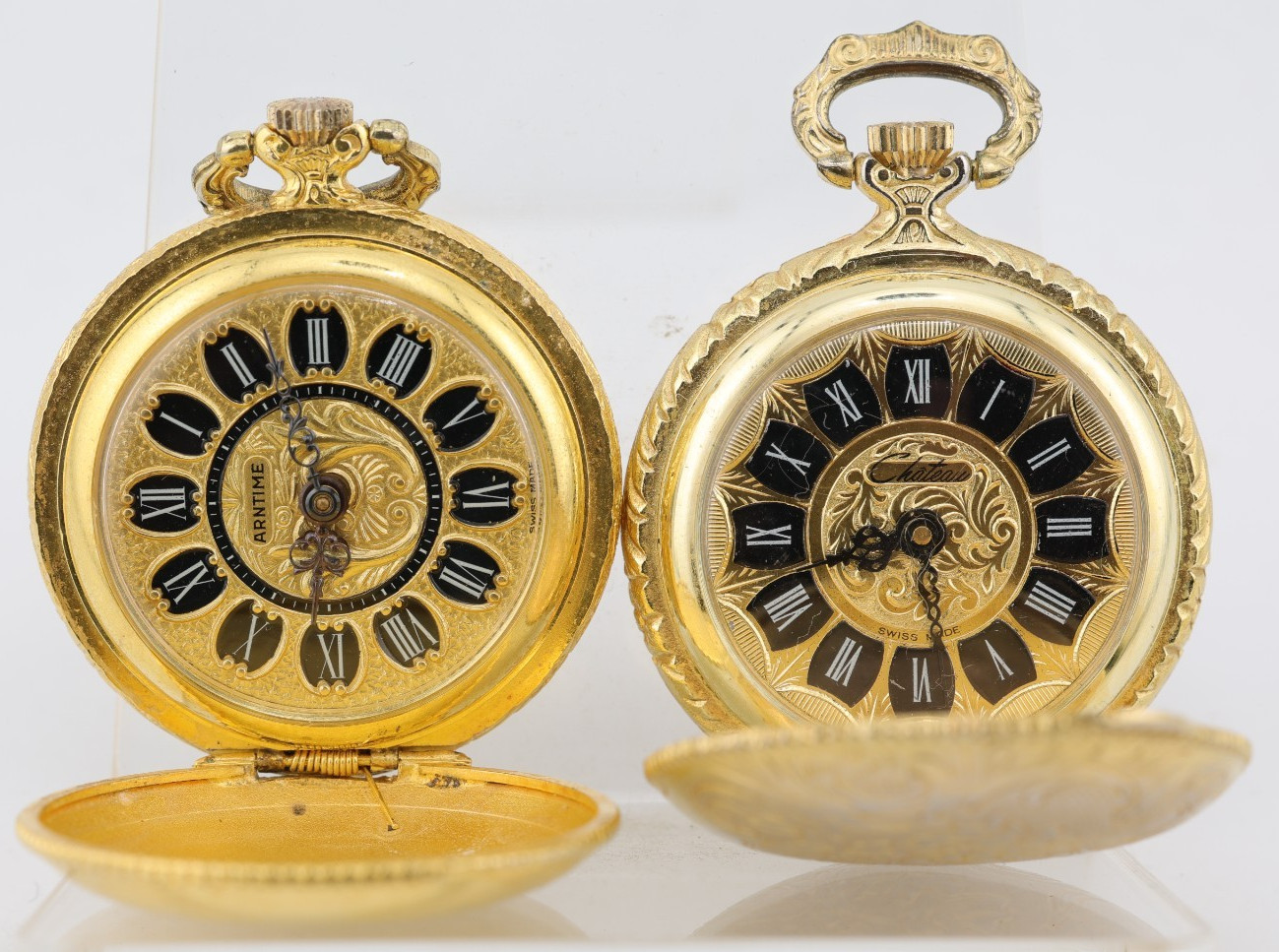 LOT OF 2, SWISS cal. BAUMGARTNER 866, 1j POCKET WATCHES, 34.2mm (LI)