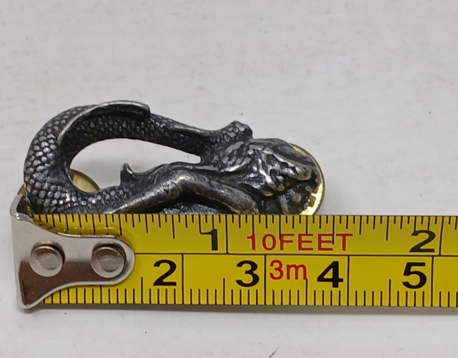 VTG Pewter Mermaid Lapel Hat Pin Dual Brass Clutch Backs 1.5″ Mythical Ocean #G2