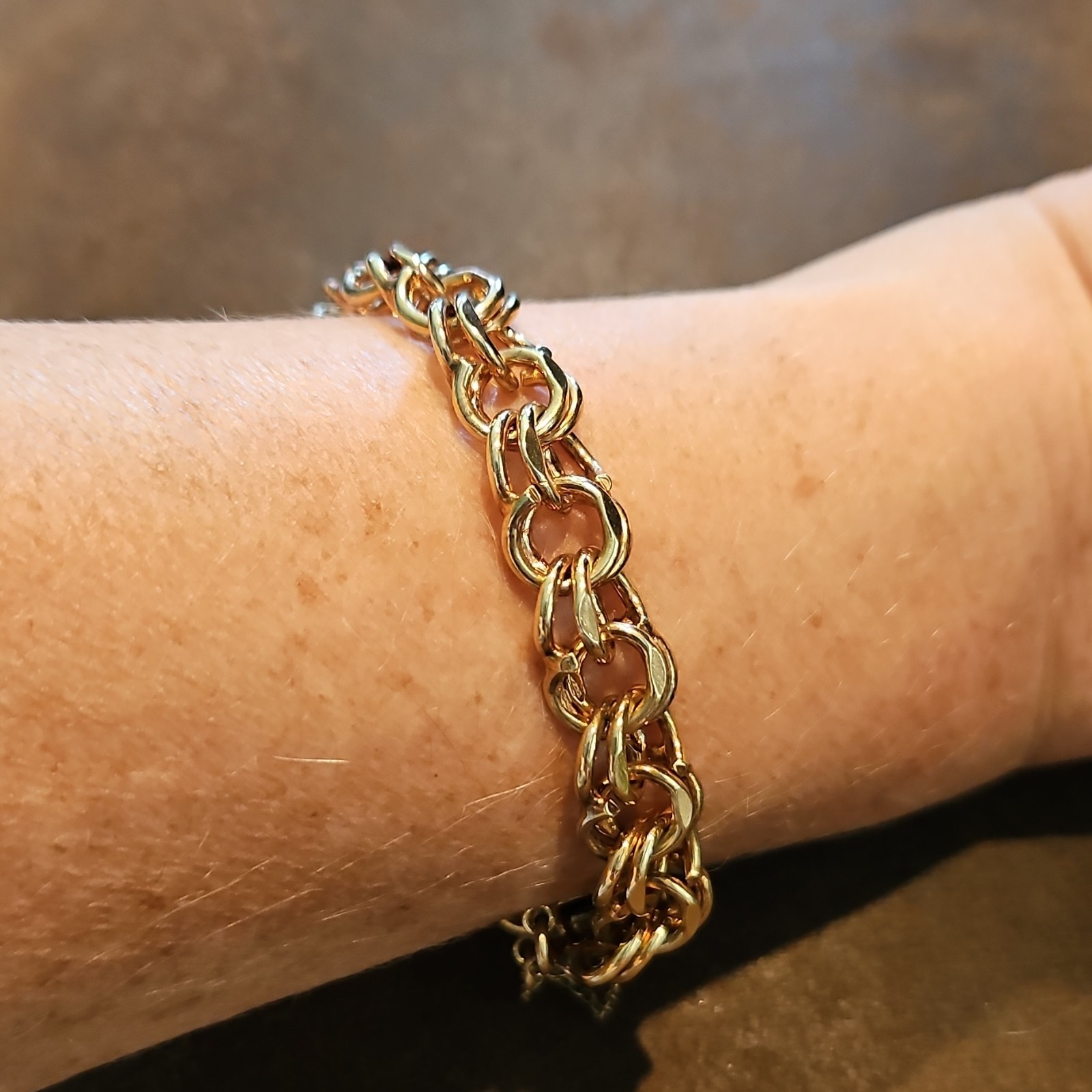 Vintage 12K Gold Filled Bismarck Double Link Bracelet 22.85g 7.5″ Heavy 1/20