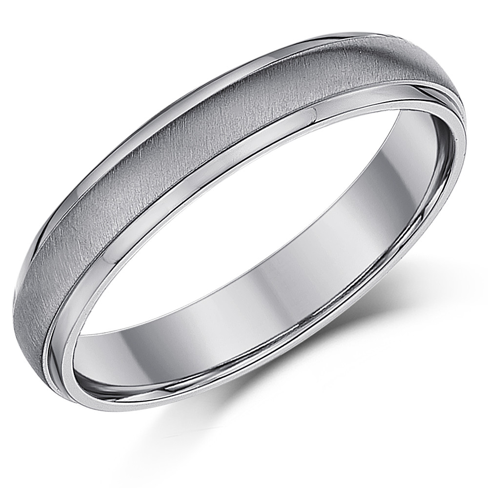 Titanium Wedding Ring Band Brushed Matt & Polished Mens Womens Court Shaped