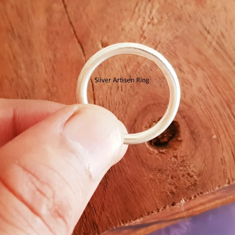 Set Of 2 Band Stacking Ring 925 Sterling Silver Stackable Band Ring Min All size