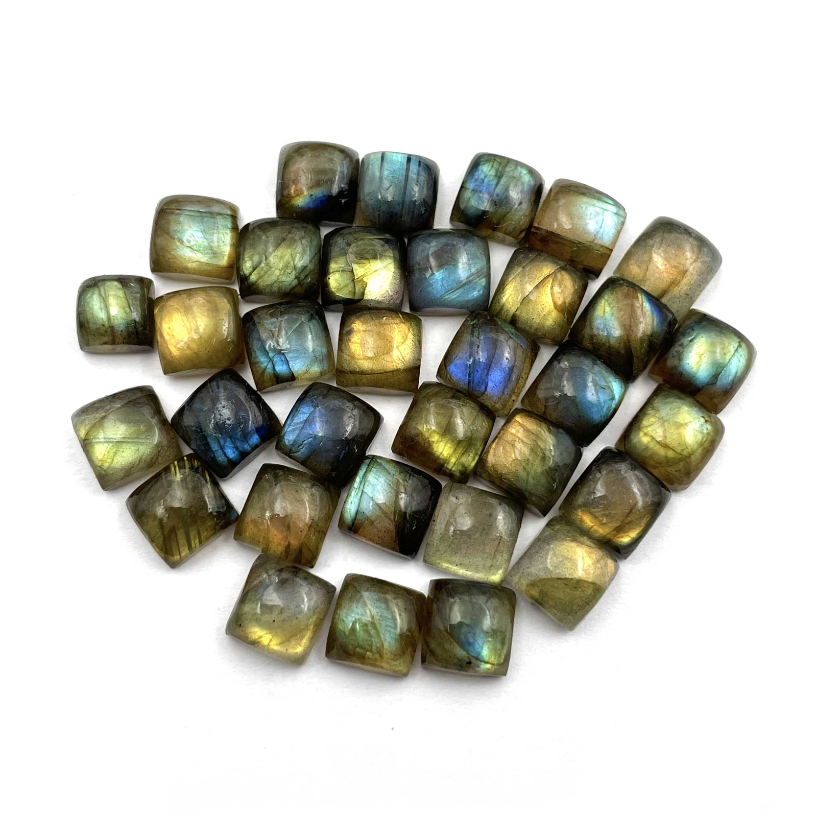 Natural Labradorite Square Loose Gemstone Cabochon Lot 39 Pcs 8 MM 120 CT